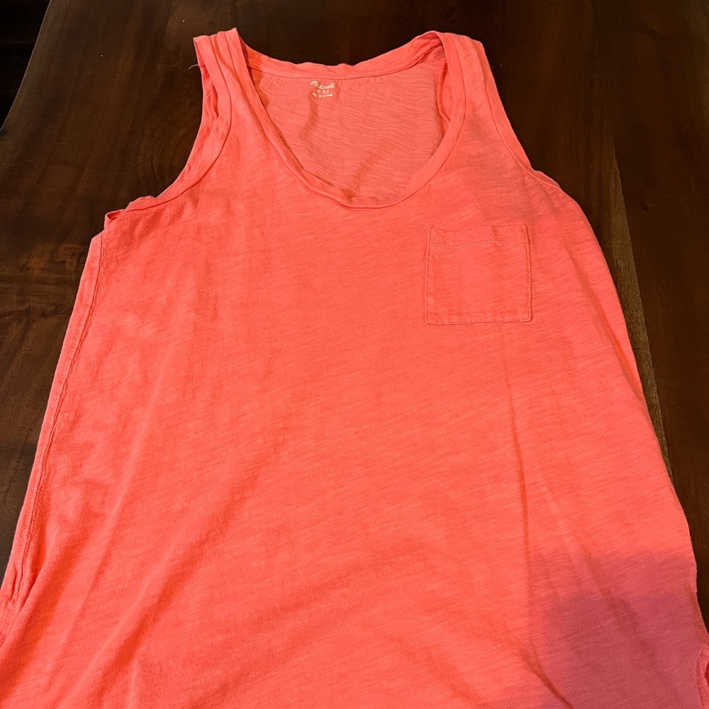 Madewell 100% Cotton Bright Coral Tank Top
